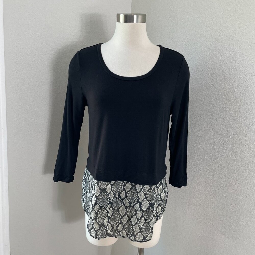 Michael Kors Womens Small Layered Look Tunic Top Long Sleeve Shirt Stretch